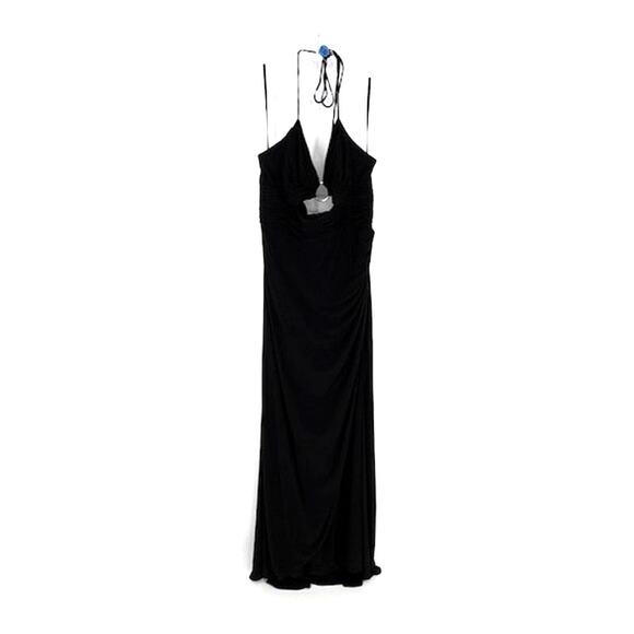 Mac Duggal Front Keyhole Cutout Halter Strap Maxi Dress in Black – Size 10 NWT - Picture 4 of 8